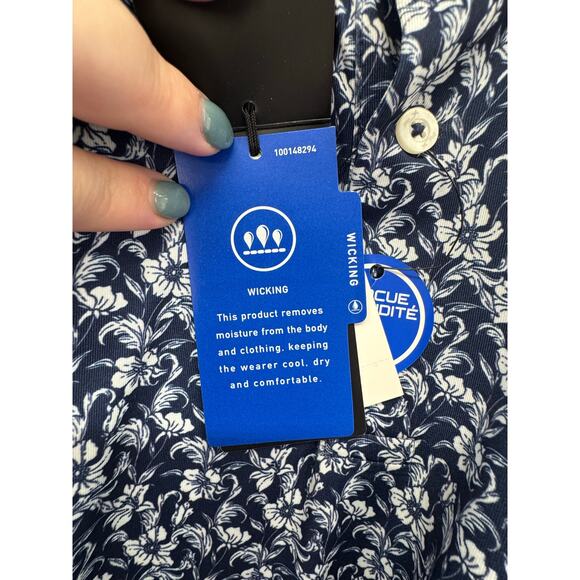 Ralph Lauren RLX Golf Performance UV Protection Floral Print Polo Navy Large - Picture 8 of 9